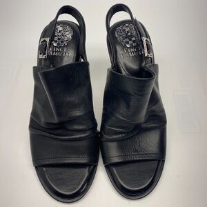 Women Vince Camuto Black Leather Mules 6M